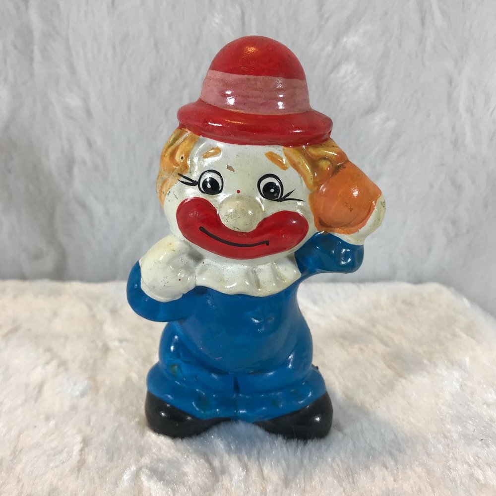 Vintage Ceramic Chalkware Kids Clown piggy Bank